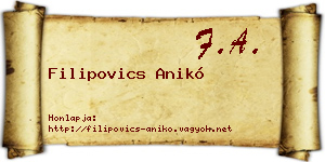 Filipovics Anikó névjegykártya